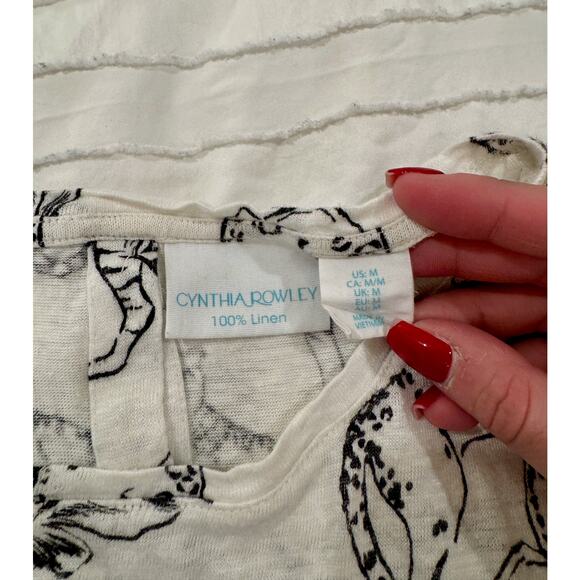 Cynthia Rowley Tank Women’s Medium White Tiger Leopard Linen Safaricore - Picture 2 of 10
